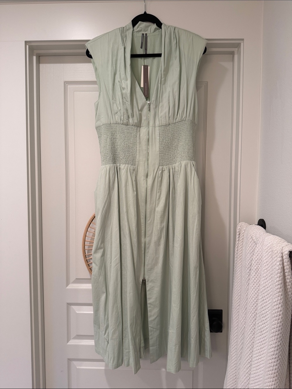 Anthropologie midi cotton zip up dress.